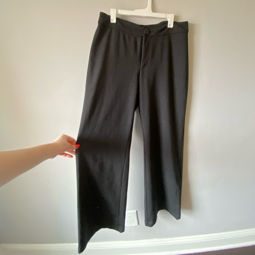 Wide-leg black slacks
